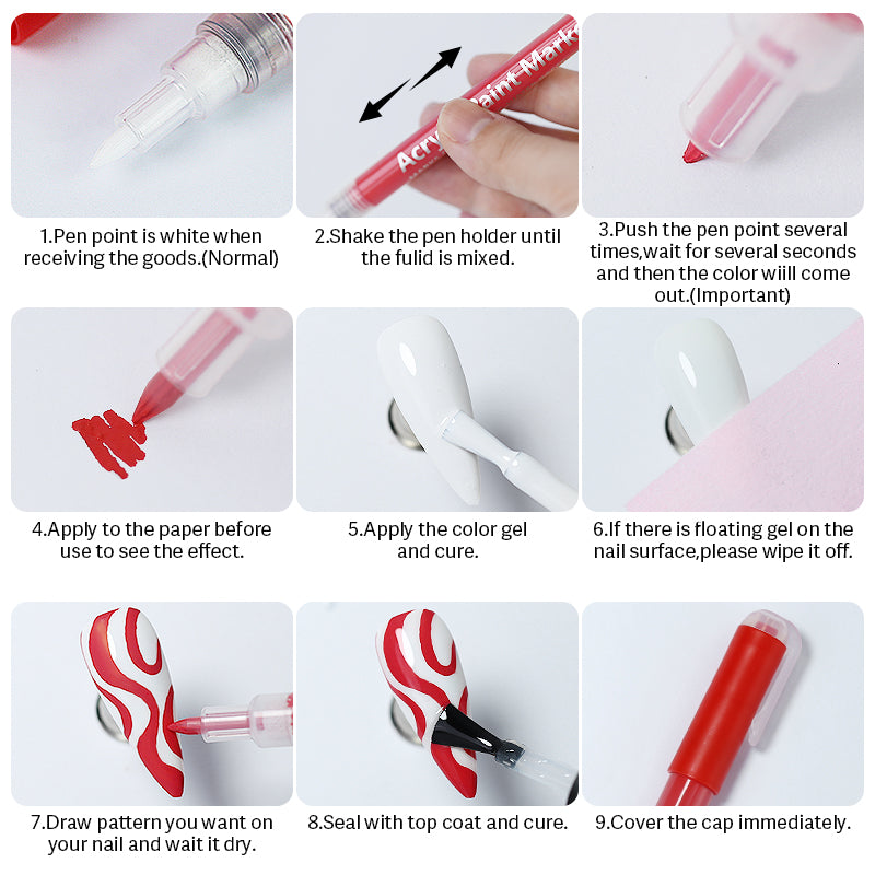 Three-In-One Nail Oil Glue Pen Nail Art Drawing Pen Liner Marker