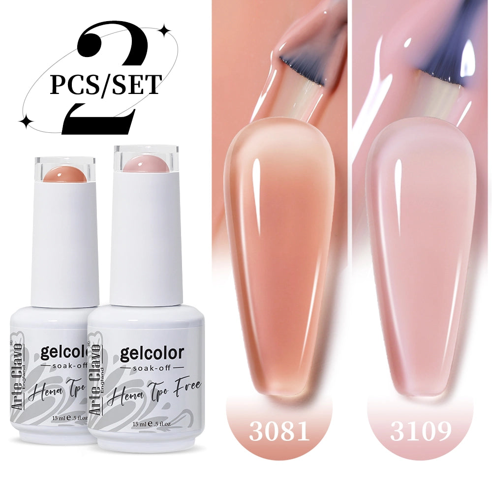 2pcs 15ml Jelly Semi-transparent Color Gel Nail Polish