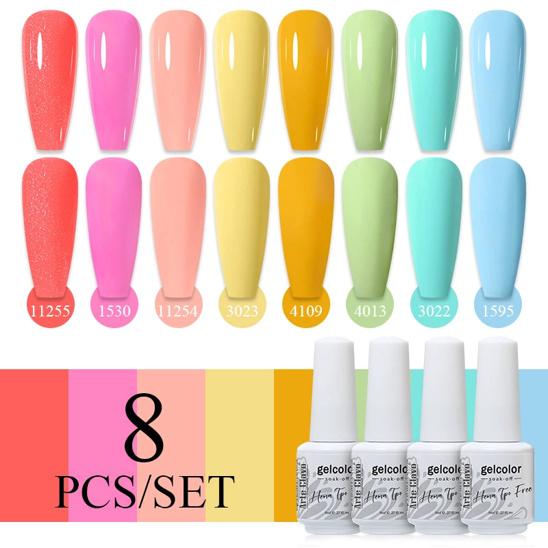 8pcs 8ml Gel Nail Polish Set - HEMA & TPO FREE (8S-ZH31~~ZH38)