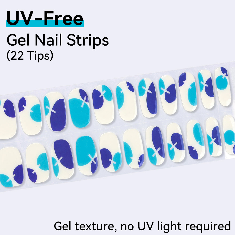 Modern Polka Dot & Abstract Pattern - UV FREE Gel Nail Strips 22 Tips - No-Lamp Required