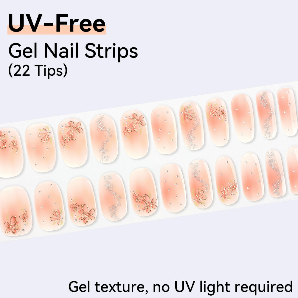 Gradient Effect-UV FREE Gel Nail Strips 22 Tips Self Adhesive Gel Nail Stickers