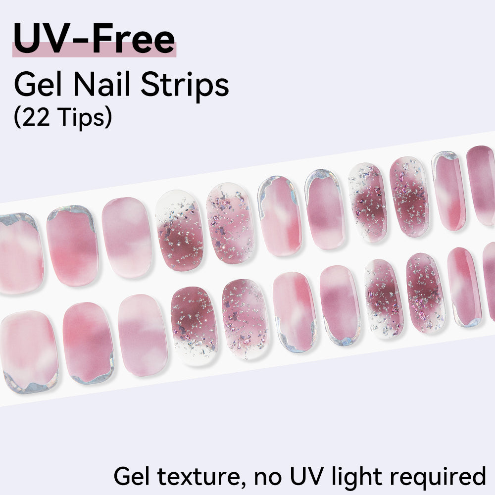 Dipped Effect-UV FREE Gel Nail Strips 22 Tips Self Adhesive Gel Nail Stickers
