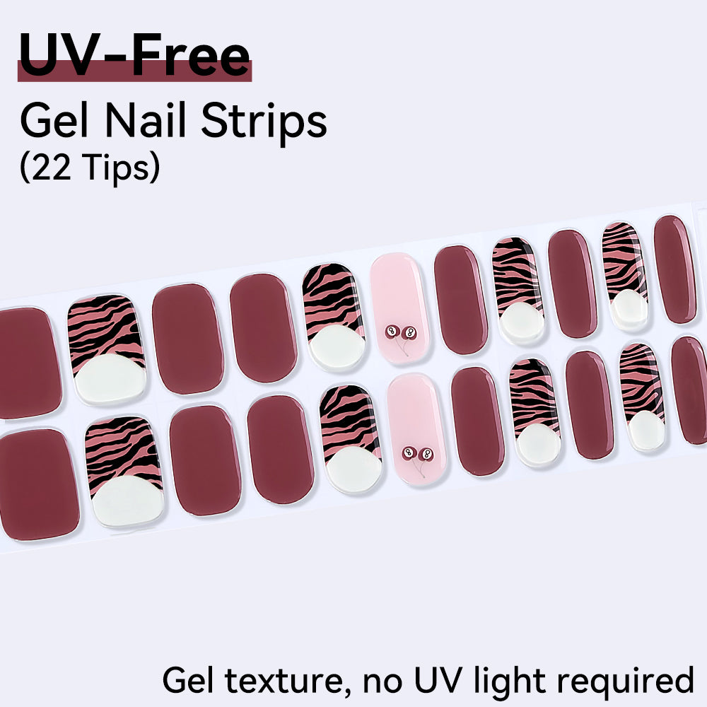 Trendy Animal Print & Abstract Art Collection - UV FREE Gel Nail Strips 22 Tips - No-Lamp Required