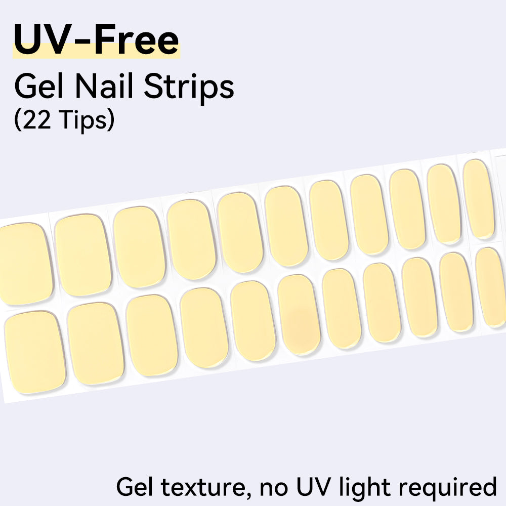 Buttercream Yellow UV-Free Gel Nail Strips – 22 Strips