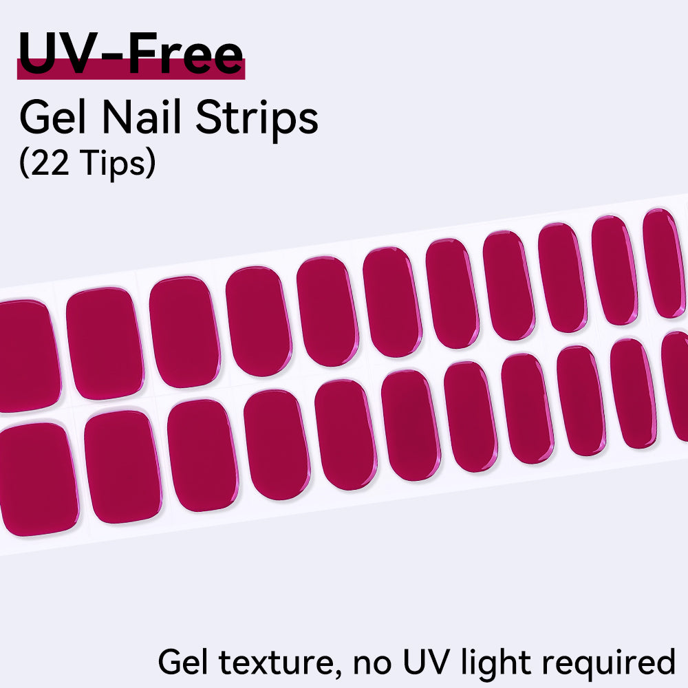 Raspberry Rouge UV-Free Gel Nail Strips – 22 Strips