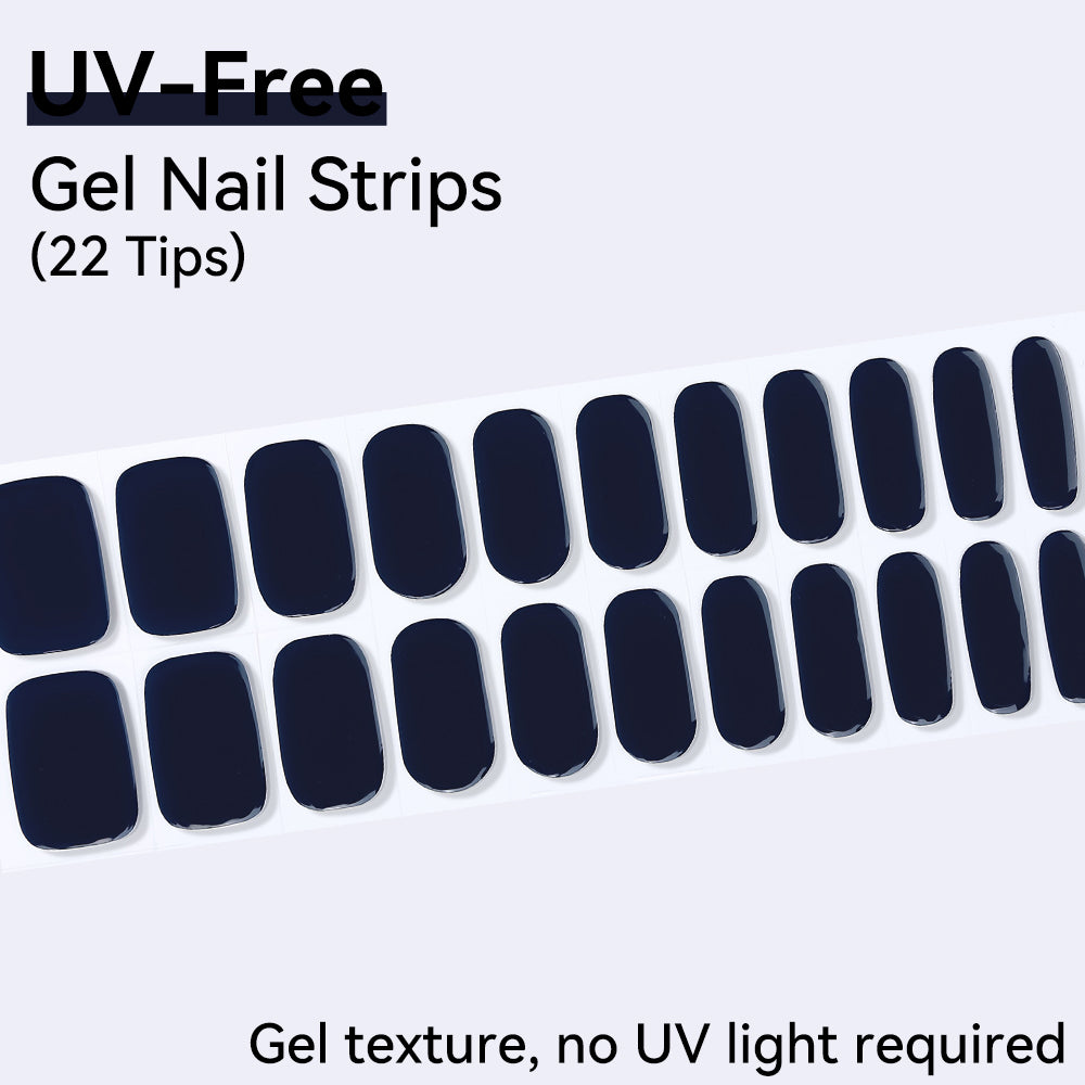 Midnight Navy UV-Free Gel Nail Strips – 22 Strips
