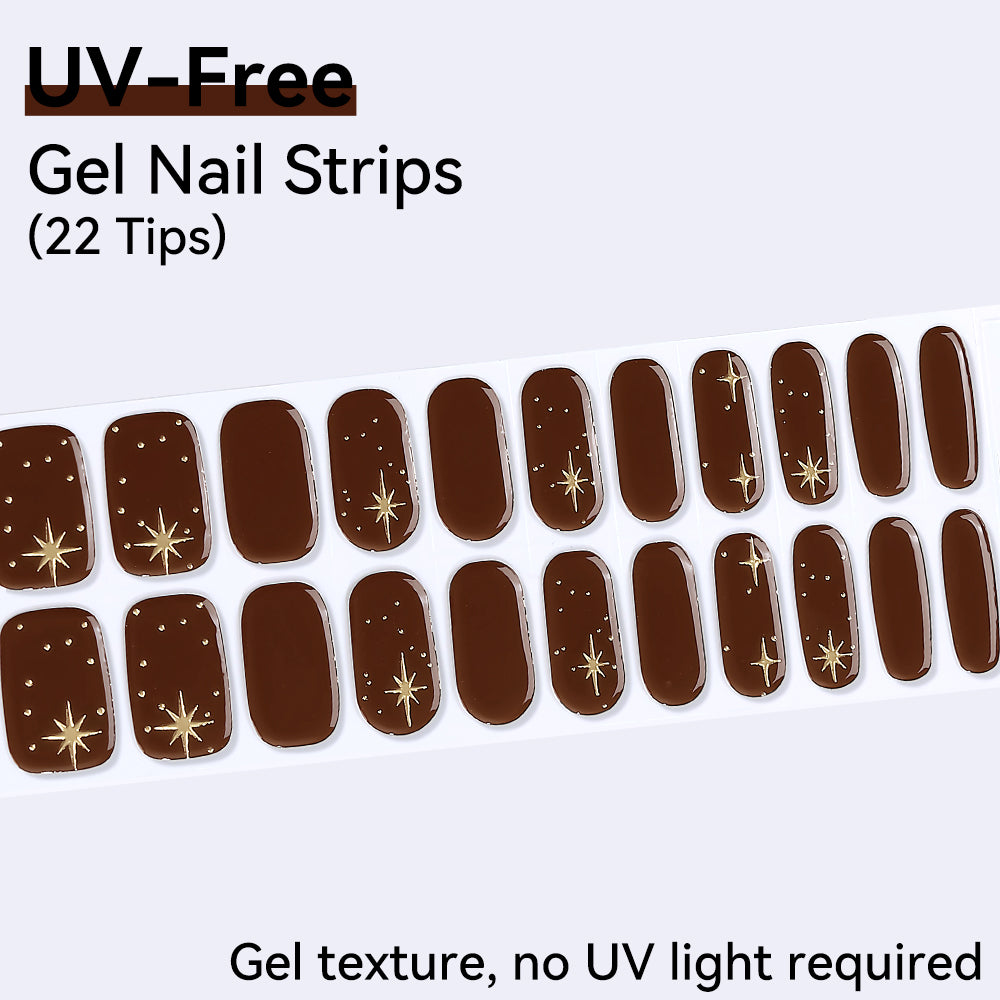 Cocoa Constellation UV-Free Gel Nail Strips – 22 Strips