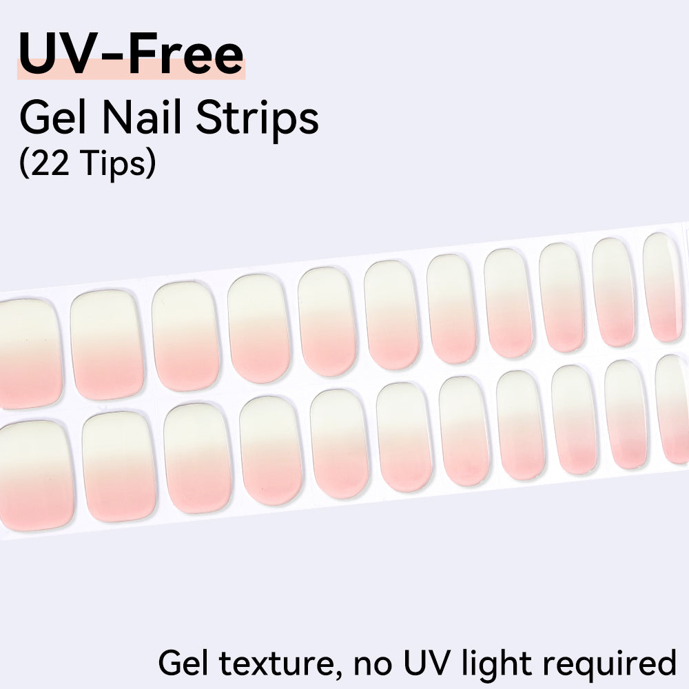 Grade Ombre & Glitter Collection - UV FREE Gel Nail Strips 22 Tips - No Lamp Required