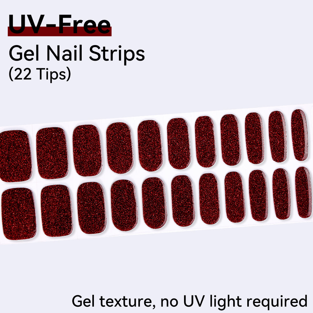 Midnight Ruby UV-Free Gel Nail Strips – 22 Strips