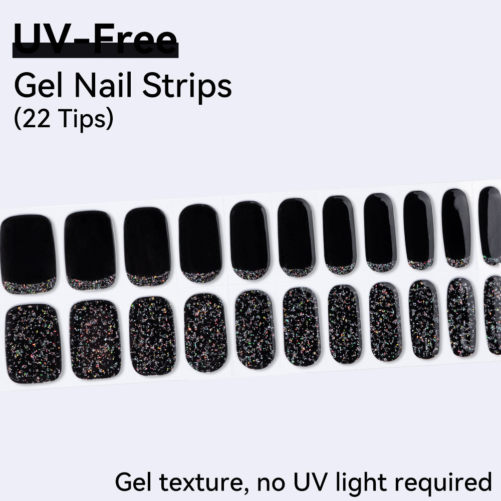 Midnight Sparkle UV-Free Gel Nail Strips – 22 Strips