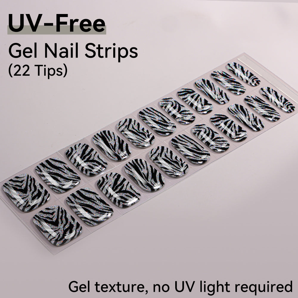 Zebra Dazzle UV-Free Gel Nail Strips – 22 Strips