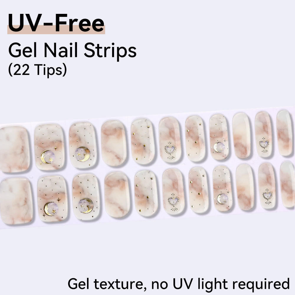 Celestial Marble UV-Free Gel Nail Strips – 22 Strips