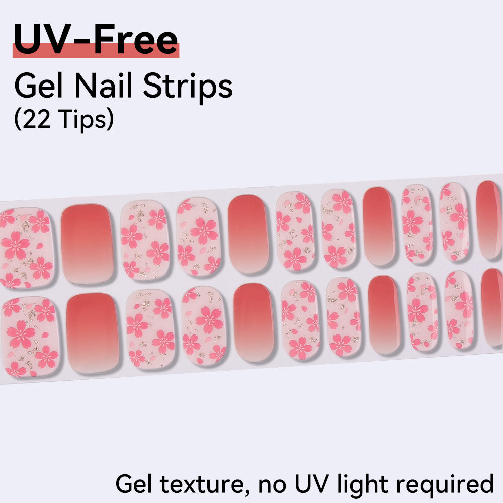 Sakura Glow UV-Free Gel Nail Strips – 22 Strips
