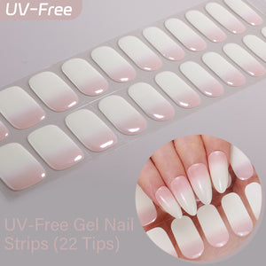 UV FREE gel nail strips-A delicate, ultra-light pink transition for a clean, minimalist, and natural aesthetic.