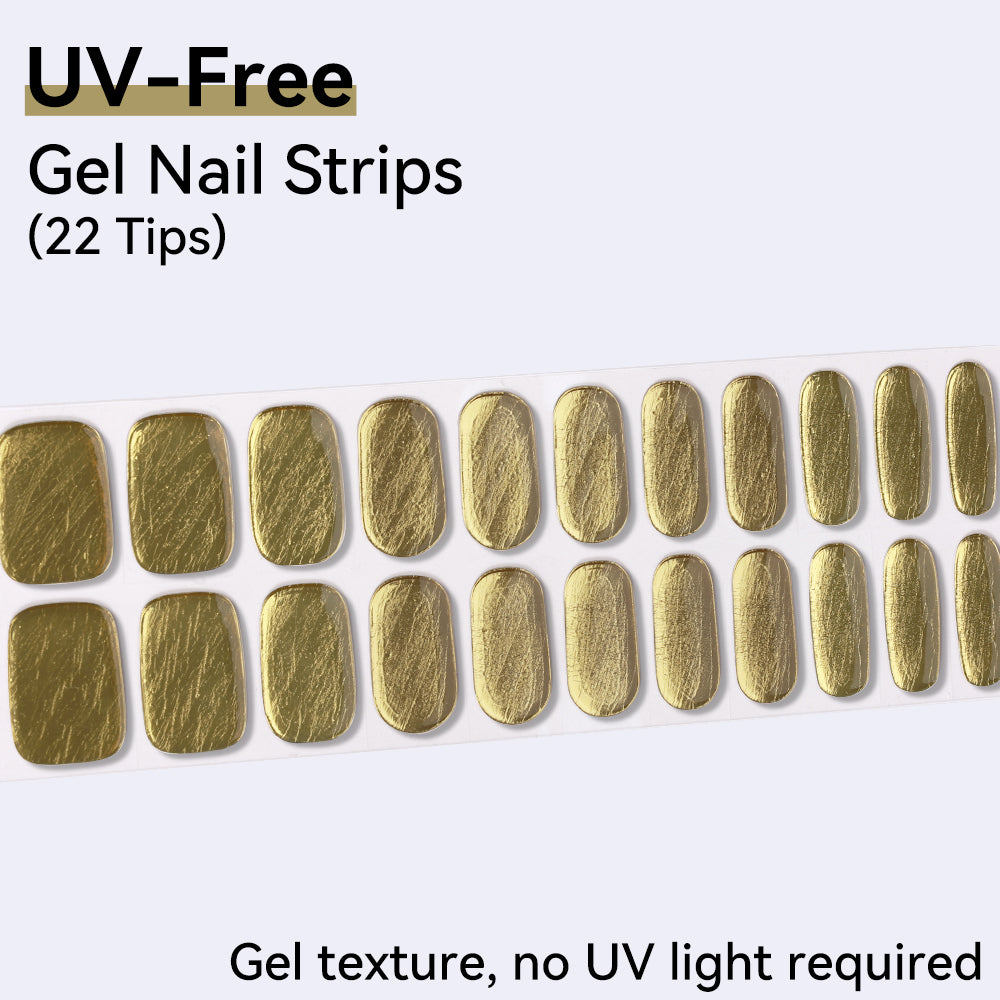 Golden Gleam UV-Free Gel Nail Strips – 22 Strips