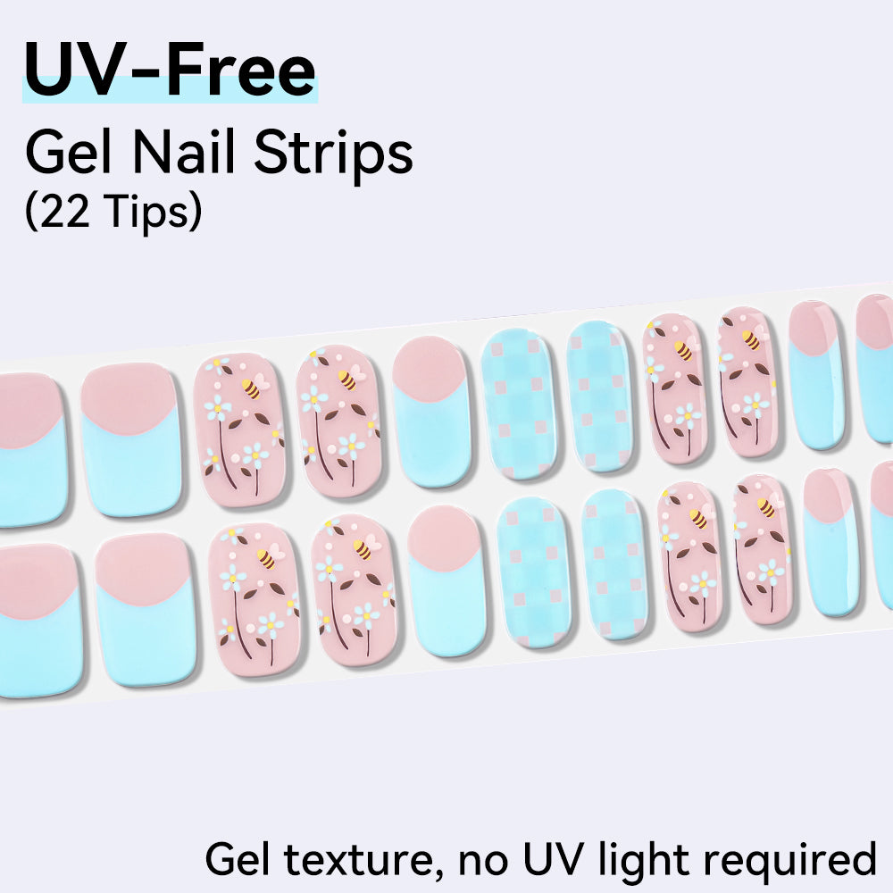 Daisy Picnic UV-Free Gel Nail Strips – 22 Strips