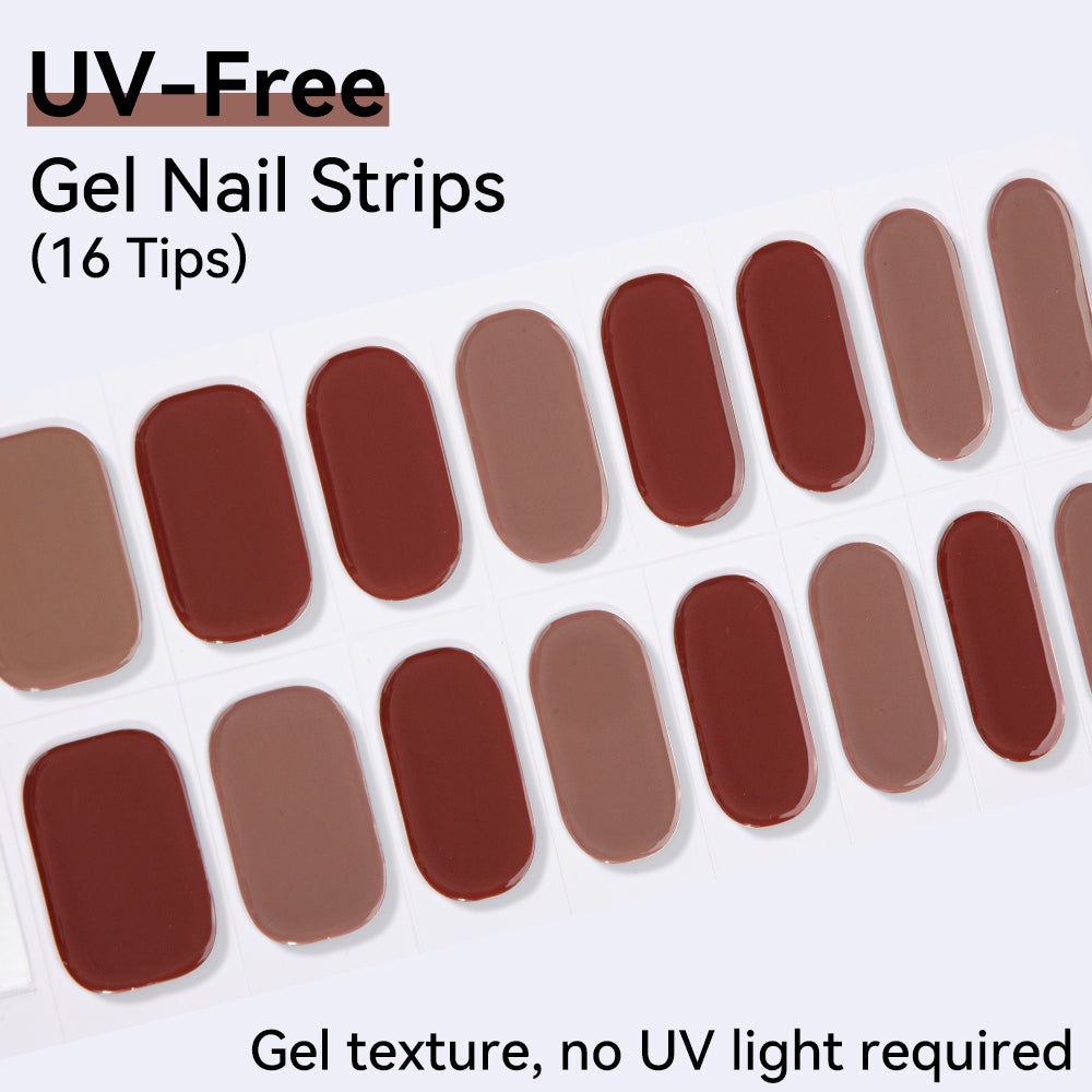 Spiced Mocha UV-Free Gel Nail Strips – 16 Strips