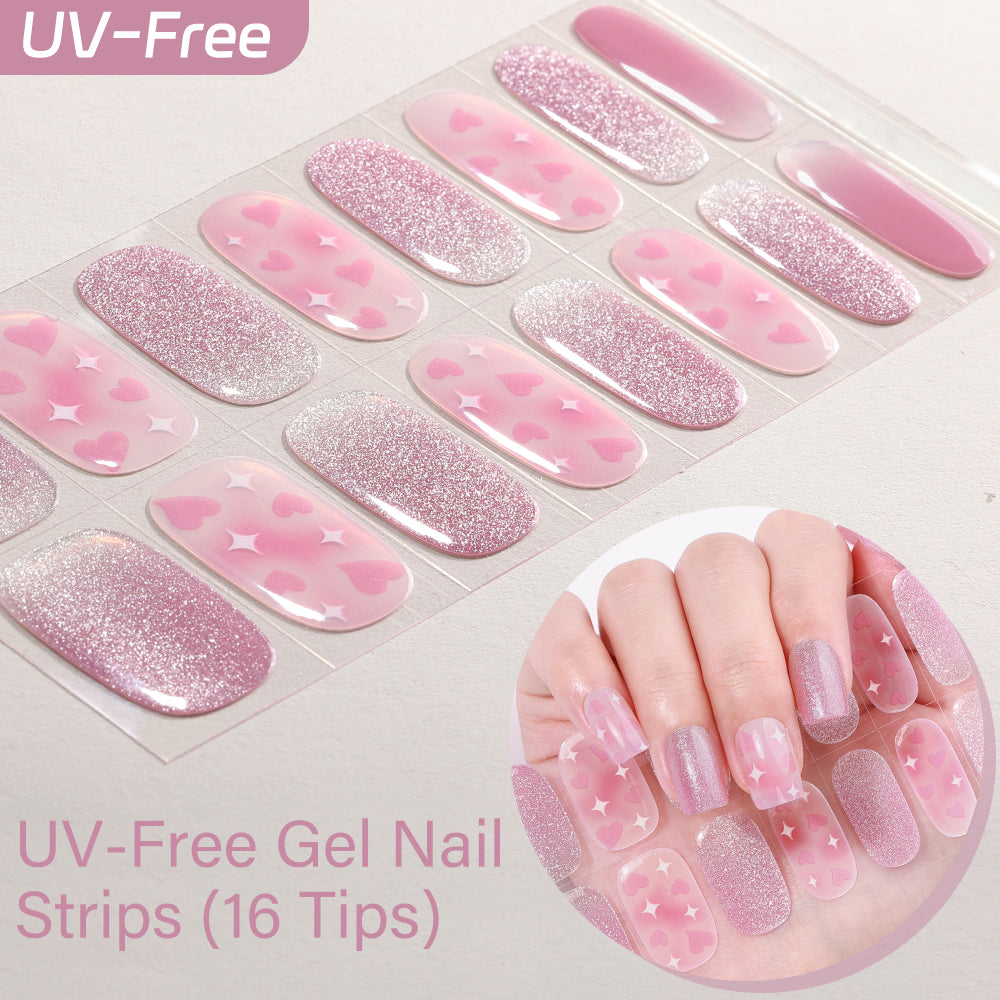 Kawaii Doodle & Aura Collection - UV FREE Gel Nail Strips 16 Tips| No UV Lamp Required