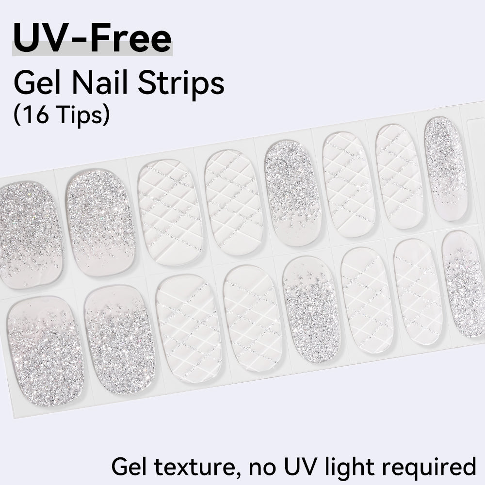 Radiant Shimmer Collection - Sparkling UV-Free Gel-Texture Nail Strips 16 Tips | No Lamp Required