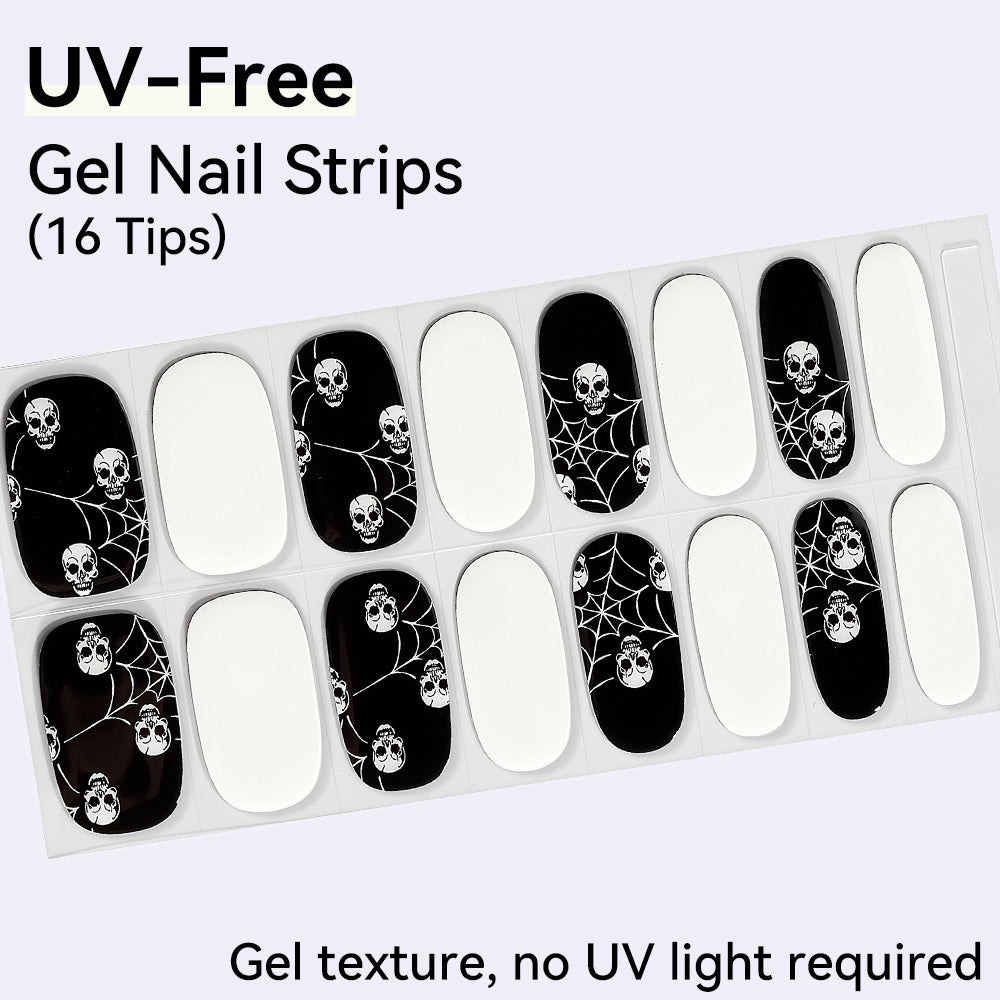 Spider Skull Design-UV FREE Gel Nail Strips 16 Tips