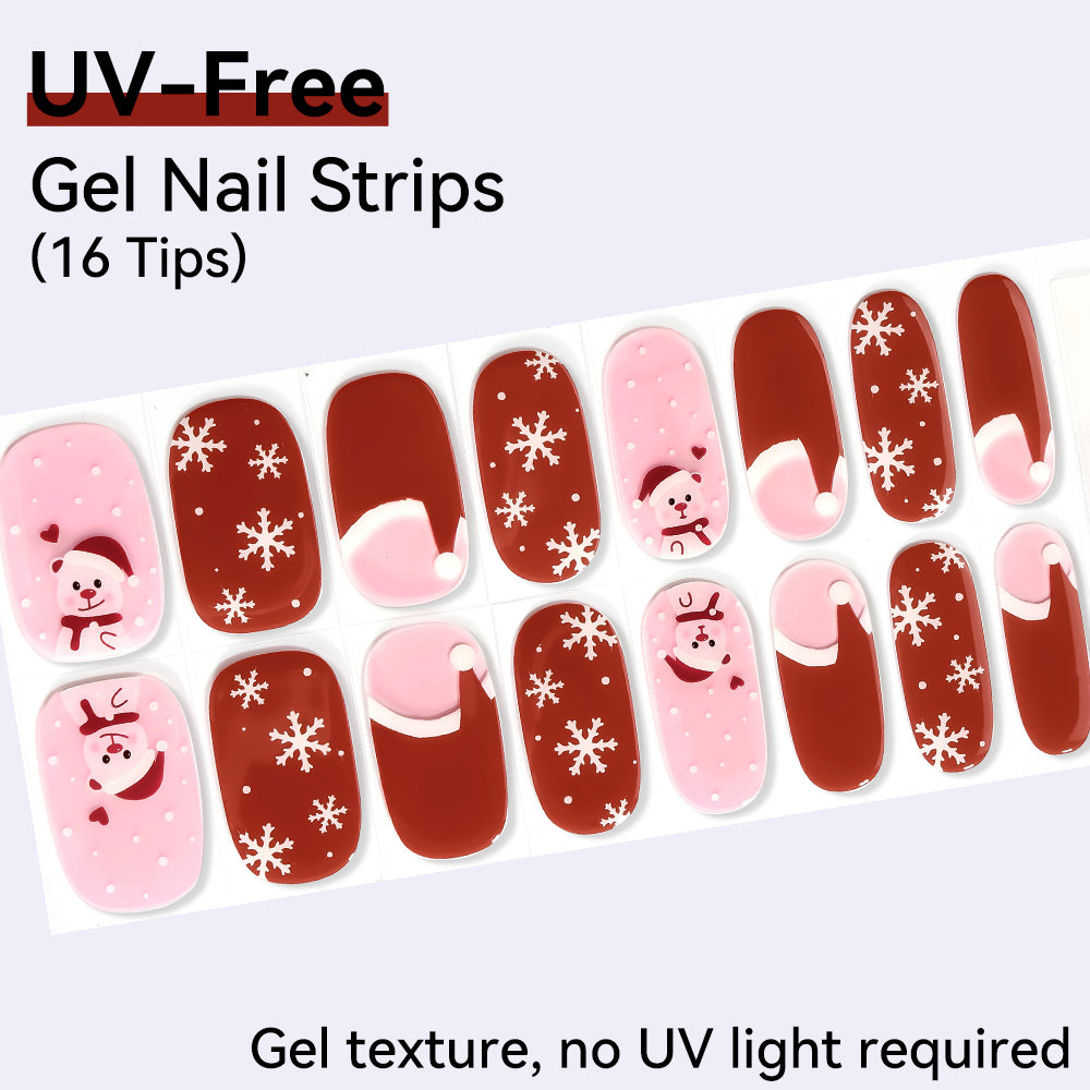 Christmas Edition-UV FREE Gel Nail Strips 16 Tips | No UV Lamp Required