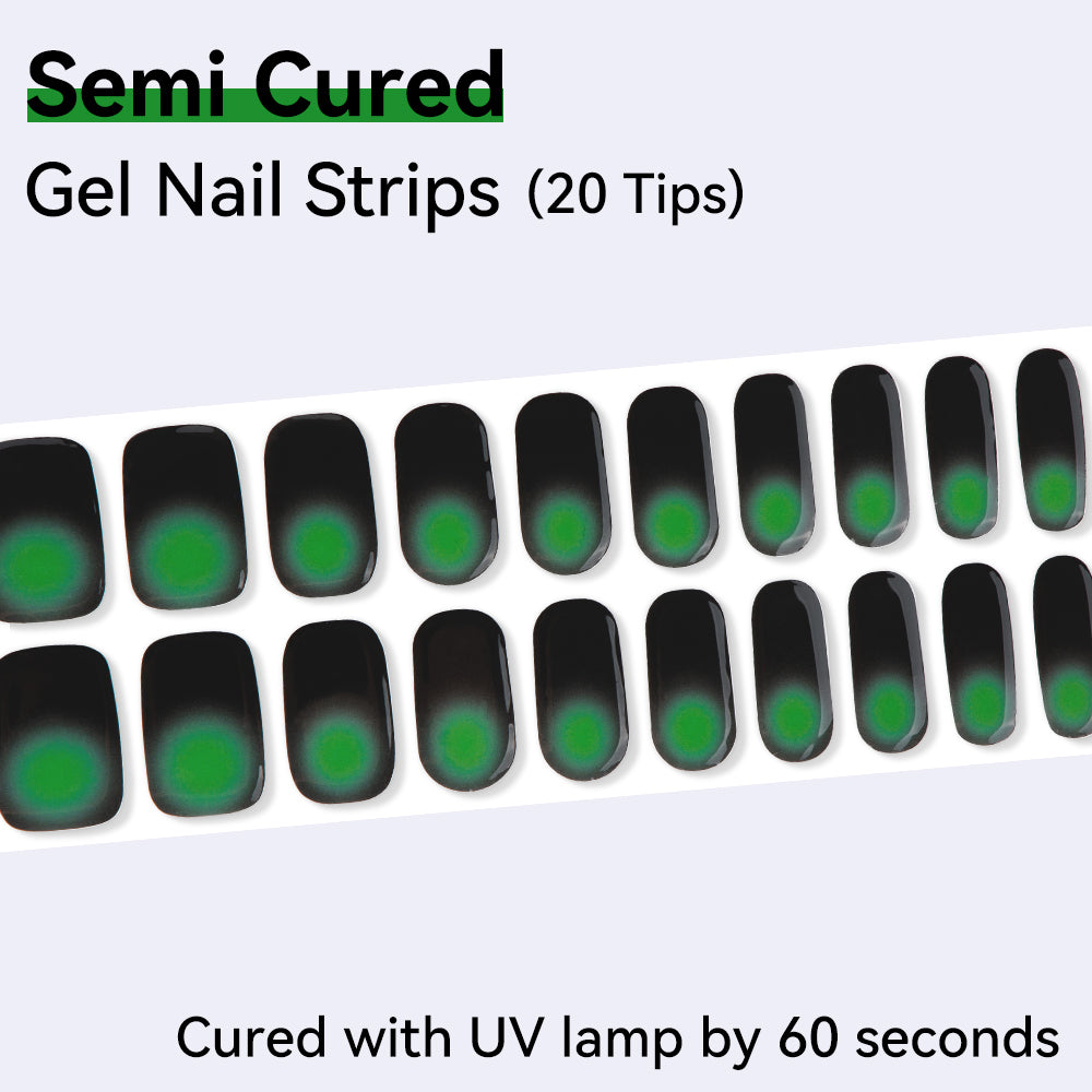 Emerald Aura Semi-Cured Gel Nail Strips – 20 Strips | UV/LED Lamp Required