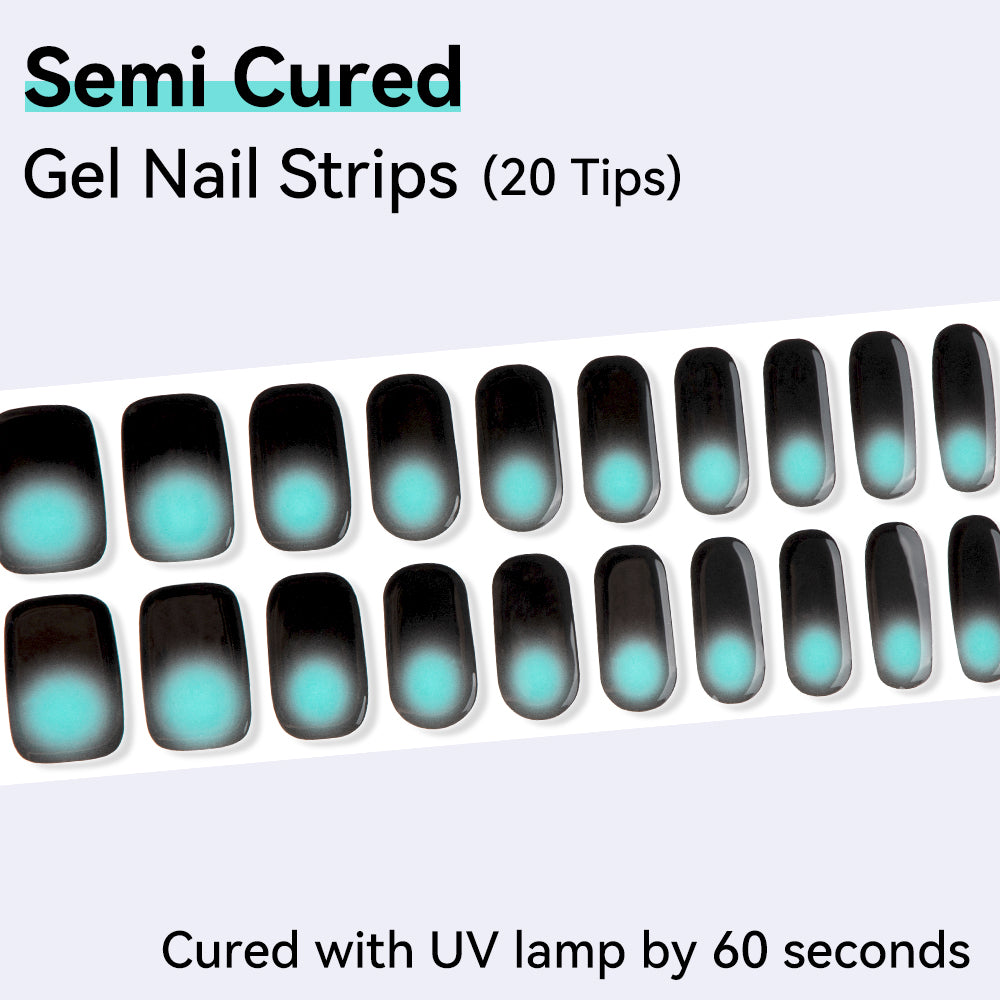 Aqua Aura Semi-Cured Gel Nail Strips – 20 Strips | UV/LED Lamp Required