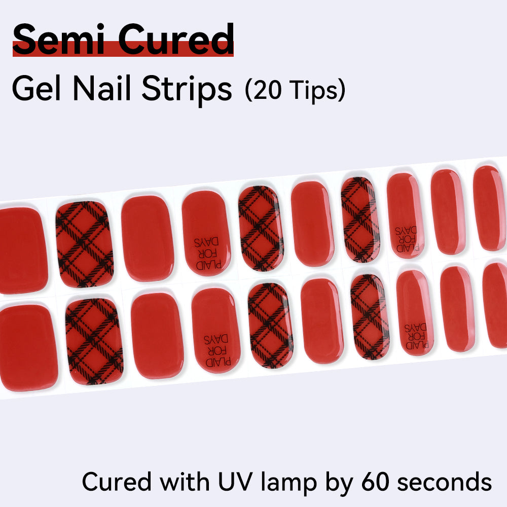 Plaid Design-Semi-cured Gel Nail Strips 20 Tips