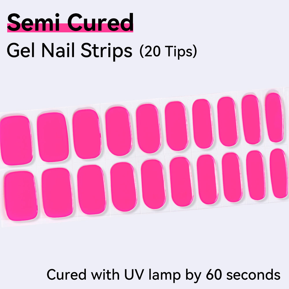 Solid Color-Semi-cured Gel Nail Strips 20 Tips