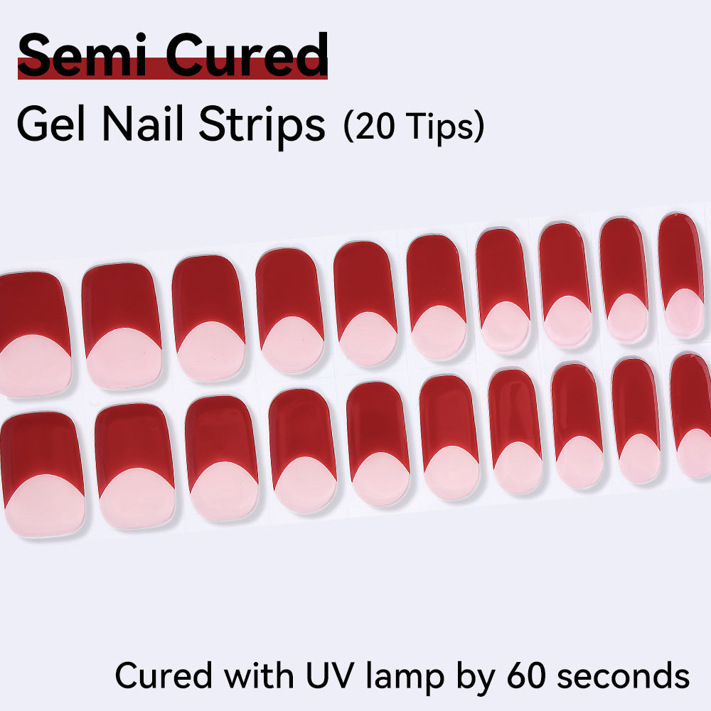 French Design-Semi-cured Gel Nail Strips 20 Tips
