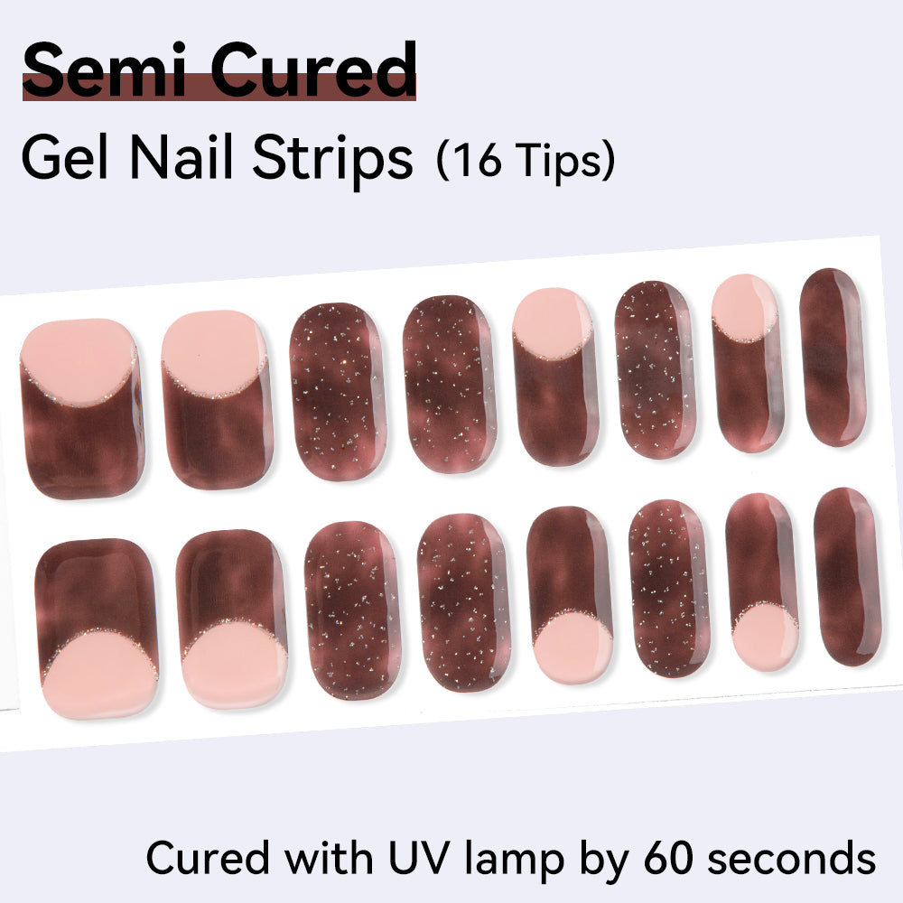 Marbling Pattern-Semi-cured Gel Nail Strips 16 Tips | Requires UV Lamp