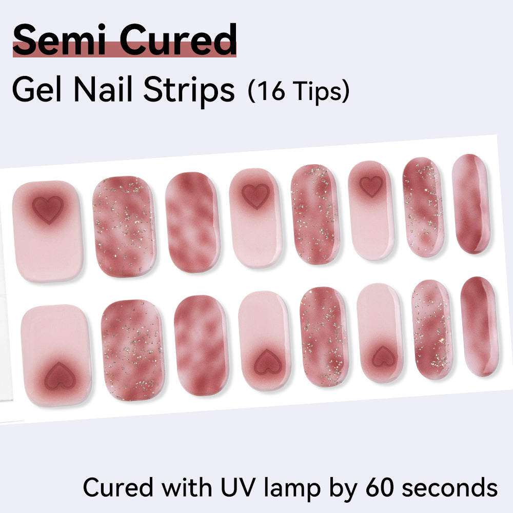 Rose Daydream Semi-Cured Gel Nail Strips – 16 Strips | UV/LED Lamp Required
