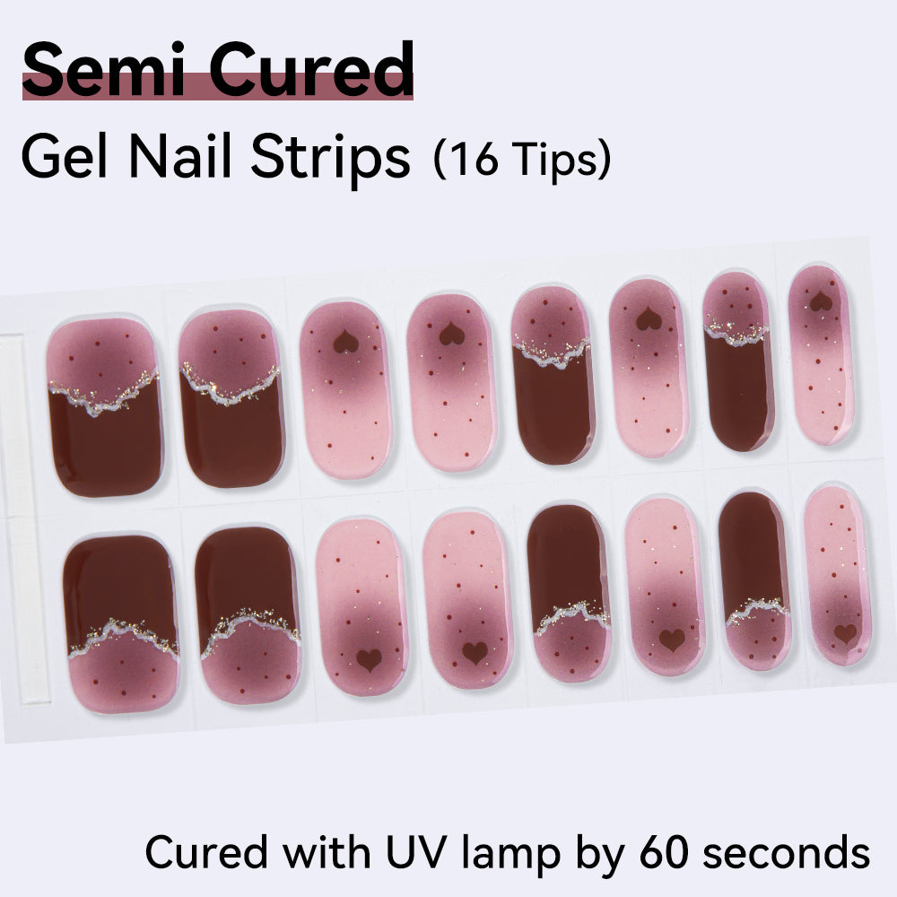 French Tip-Semi-cured Gel Nail Strips 16 Tips
