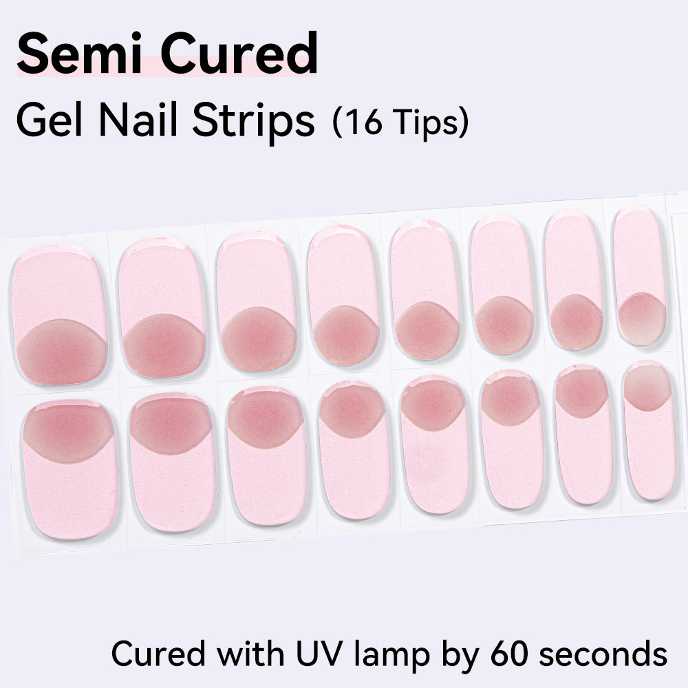 Rose Crescent Semi-Cured Gel Nail Strips – 16 Strips | UV/LED Lamp Required