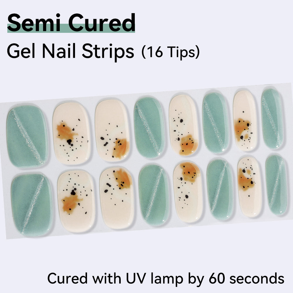 Sage Canvas Semi-Cured Gel Nail Strips – 16 Strips | UV/LED Lamp Required