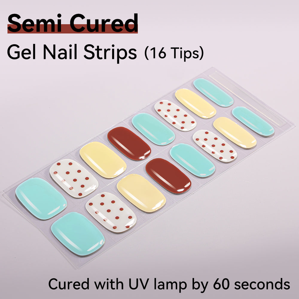 Retro Sorbet Semi-Cured Gel Nail Strips – 16 Strips | UV/LED Lamp Required