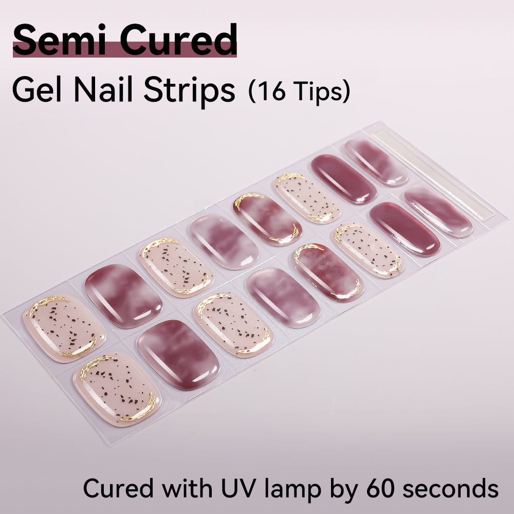 Mauve Reverie Semi-Cured Gel Nail Strips – 16 Strips | UV/LED Lamp Required