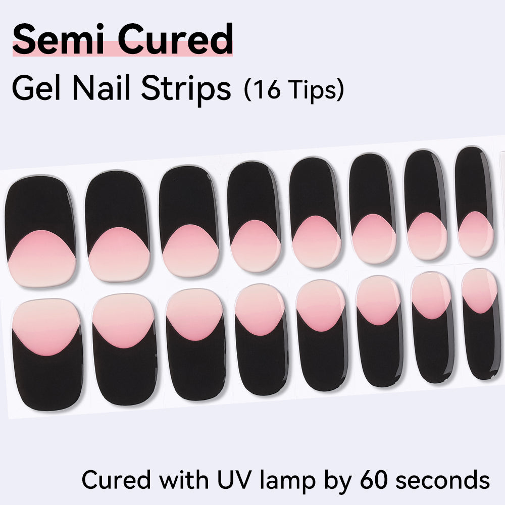 French Tip-Semi-cured Gel Nail Strips 16 Tips | Requires UV Lamp