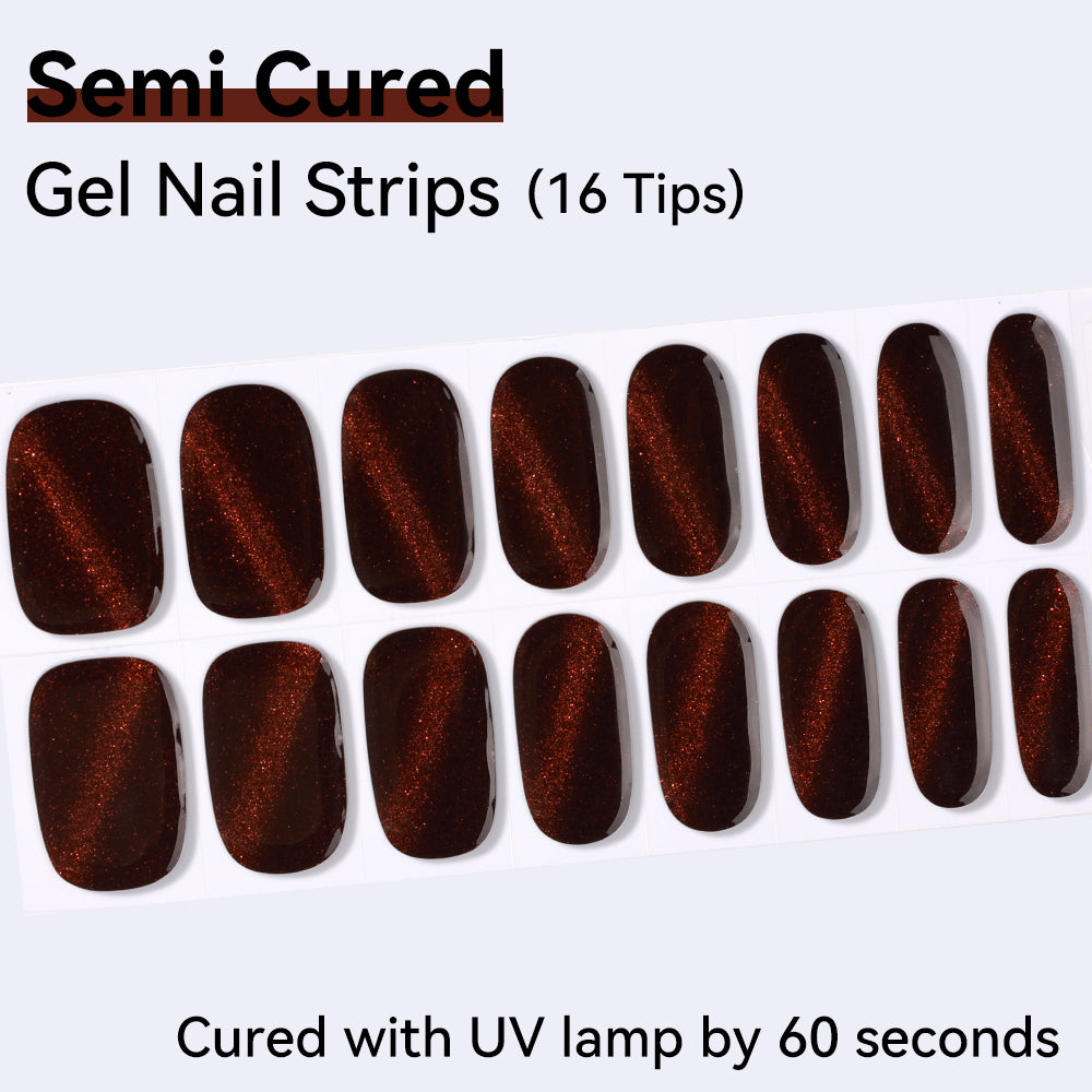 Ember Velvet Semi-Cured Gel Nail Strips – 16 Strips | UV/LED Lamp Required