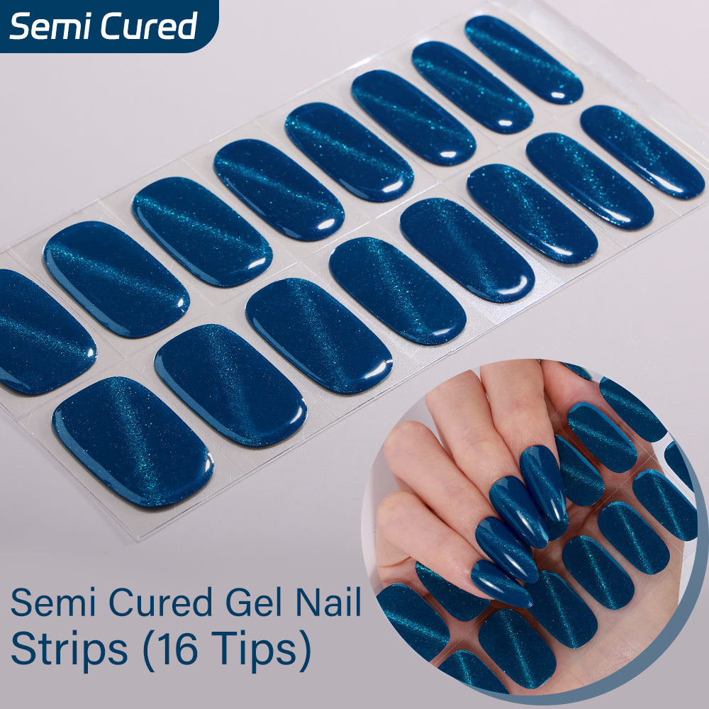 Cat Eye Magnetic Effect-Semi-cured Gel Nail Strips 16 Tips | Requires UV Lamp