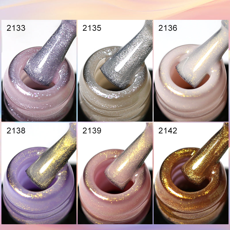 Close-up swatch of Aurora Pearl nail gel showing the iridescent shimmer and creamy texture, HEMA free formula-1
