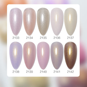 Close-up swatch of Aurora Pearl nail gel showing the iridescent shimmer and creamy texture, HEMA free formula