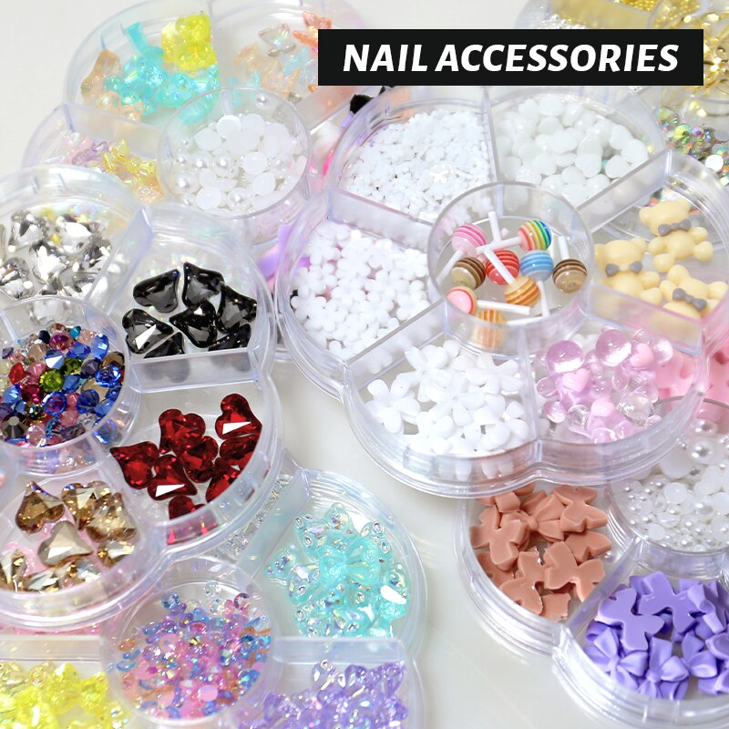 3D Candy Flower Pearl Cute Bear Butterfly Lollipop Nail Decorations