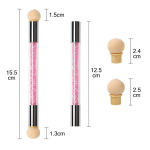 NAILCO 1PC Rhinestone Handle + 6PCS Sponge Head Nails Art Brushes