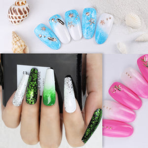 NAILCO 1PC Rhinestone Handle + 6PCS Sponge Head Nails Art Brushes