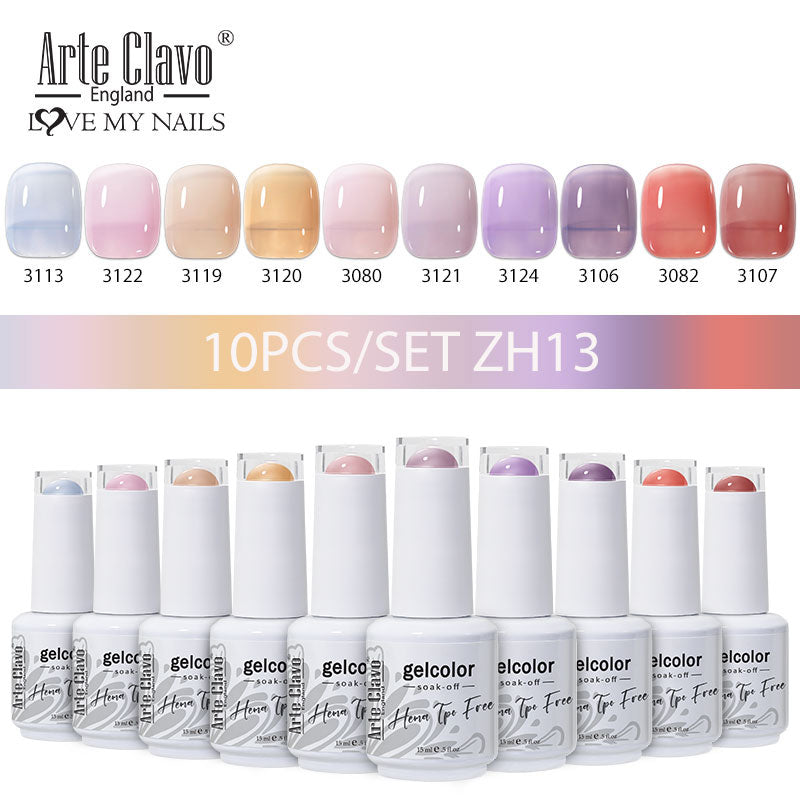 Arte Clavo 10pcs Jelly Color Gel Nail Polish HEMA TPO FREE (10B-ZH13~~ZH16)