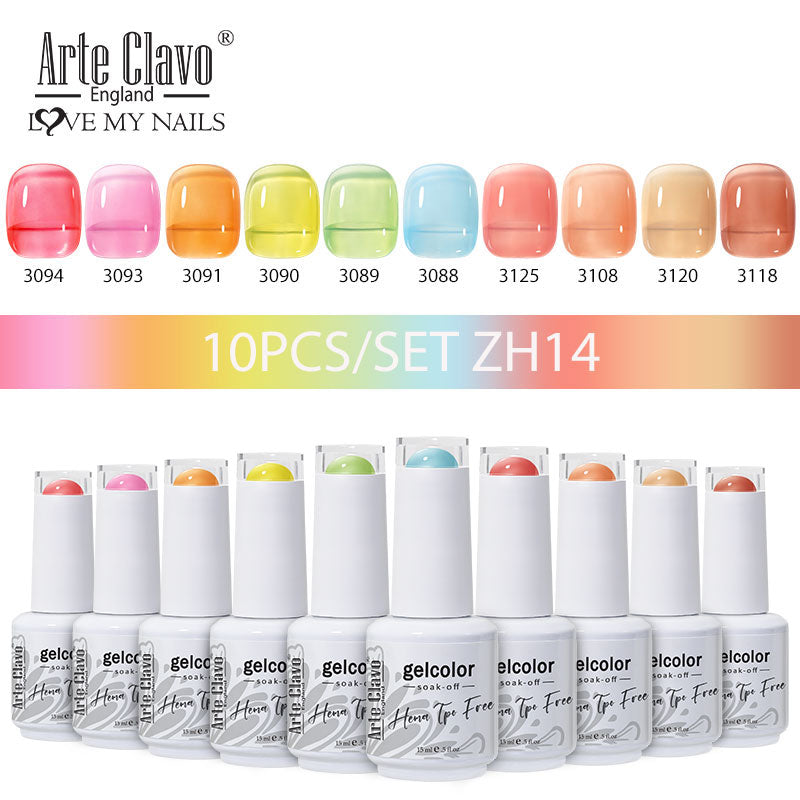 Arte Clavo 10pcs Jelly Color Gel Nail Polish HEMA TPO FREE (10B-ZH13~~ZH16)