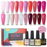 8ml Gel Nail Polish Box Set-20 Bottles Color Gel+4pcs 10ml Nail Essential Gel Polish