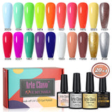 8ml Gel Nail Polish Box Set-20 Bottles Color Gel+4pcs 10ml Nail Essential Gel Polish