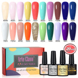 8ml Gel Nail Polish Box Set-20 Bottles Color Gel+4pcs 10ml Nail Essential Gel Polish